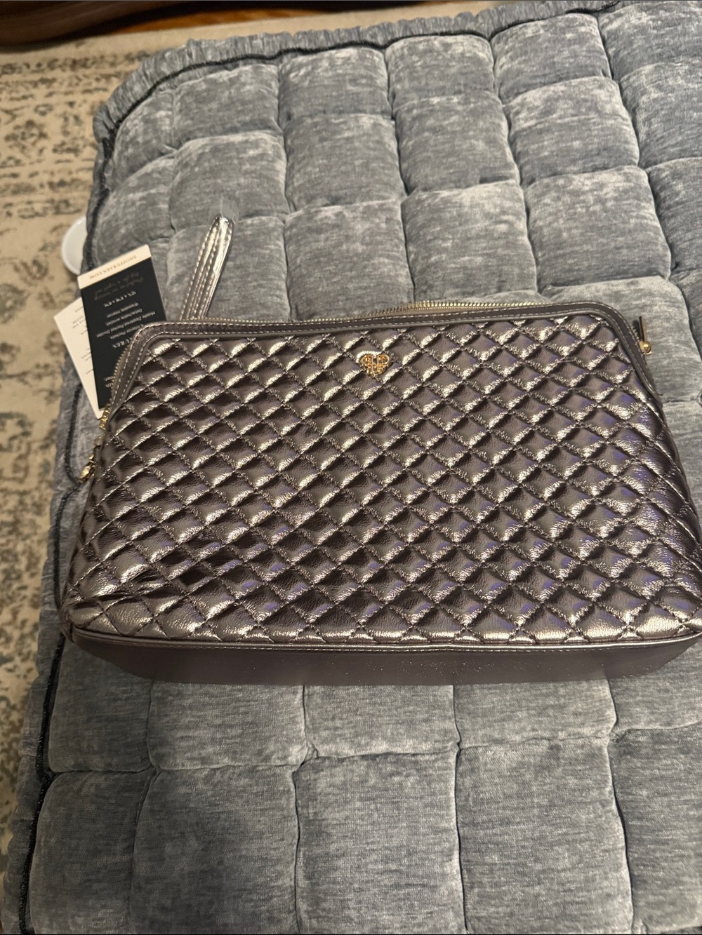 Quilted Metallic Wristlet Clutch - Bronze PurseN